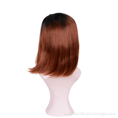 wholesale lace front wigs black root brown fluffy synthetic wigs lace frontal wig natural straight and kinky wave for women